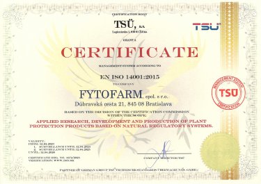 ISO 14001:2015 / STN EN ISO 14001:2016, Fytofarm s.r.o.